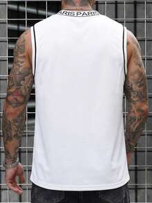 Manfinity CasualCool Áo len không tay nam in họa tiết tiếng Anh, thích hợp mặc ở nhà, đi chơi và chơi thể thao. - trắng - Xem 2