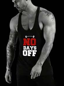 GymBeat Boyfriend Style Men's Dumbbell Pattern Sports Tank Top Workout Tops , Gym , Graphic , Racerback Tank , Lightweight - Black - View 3
