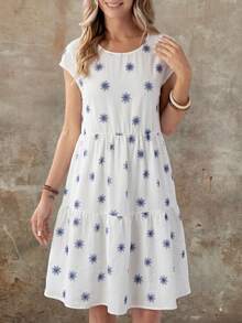 EMERY ROSE Đầm nữ kiểu dáng thường ngày in hoa, xếp ly ở gấu váy. - Nhiều màu - Xem 5