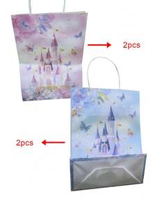 4/6/12/24 Túi quà tặng chủ đề Công chúa và Hoàng tử, Túi quà tặng chủ đề Lâu đài Hoàng tử và Công chúa, Túi đựng đồ ăn nhẹ có tay cầm chủ đề Công chúa, Đồ dùng cho Tiệc tiết lộ giới tính và Đám cưới - Nhiều màu - Xem 10