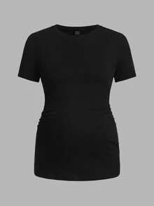 Modmama Maternity Casual Solid Color Stretchy Short Sleeve T-Shirt, Summer - Multicolor - View 3