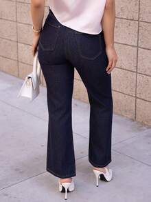 Andrea Bello 女士宽松休闲直筒牛仔裤，秋冬新品 - 藍色 - 查看 2