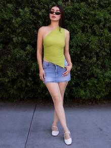 Andrea Bello 女式夏季假日不对称领口衬衫 - 綠色 - 查看 1