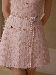 MOTF PREMIUM VESTIDO ABOTONADO DE TWEED - Rosa - Ver 2