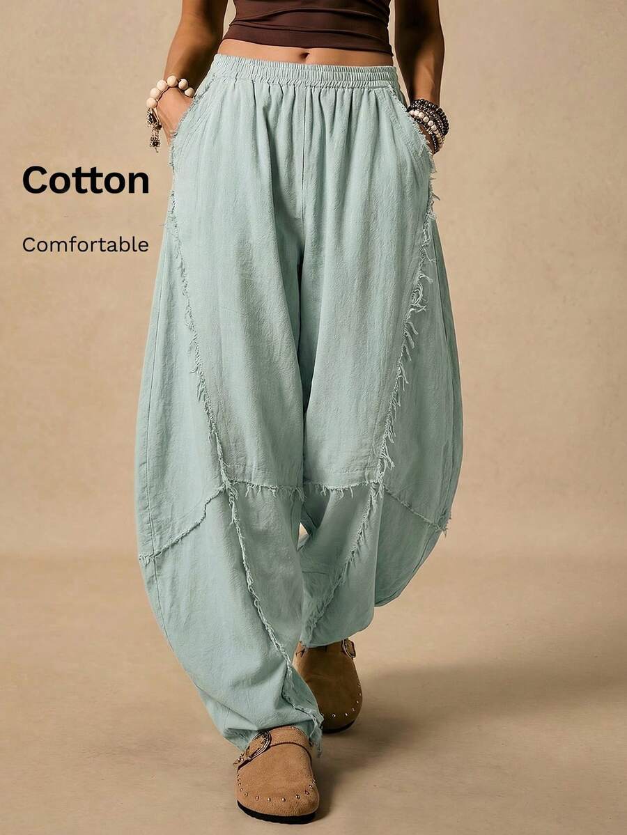 Easelle Quần nữ kiểu Bohemian miền Tây cổ điển, màu xanh lá cây, thiết kế cong hình dao, ống lửng, thích hợp cho mùa xuân/hè. - màu xanh lá - Xem 1