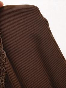 Livesso Lace Frill Trim Fitted Cardigan - Brown - View 6