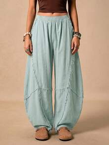 Easelle Quần nữ kiểu Bohemian miền Tây cổ điển, màu xanh lá cây, thiết kế cong hình dao, ống lửng, thích hợp cho mùa xuân/hè. - màu xanh lá - Xem 3