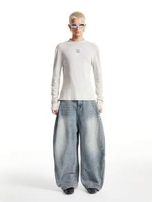 NEON BLANC Quần jeans nam ống rộng màu xanh dương, kiểu dáng thường ngày, có họa tiết loang màu và túi xéo. - Màu xanh lam - Xem 2