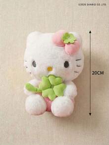 POKOJA LAND HELLO KITTY AND FRIENDS | 小猫毛绒玩具 - 带有绿色幸运四叶草，可爱的聚酯纤维填充动物，迷你吉祥物，非常适合送给女孩朋友、孩子作为生日、感恩节、复活节和派对礼物，也可作为沙发床表面装饰。 - 彩色 - 查看 3