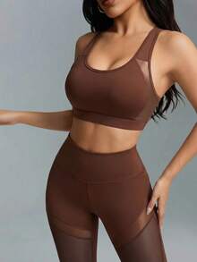 Innovista Women's Minimalist Everyday Sleeveless Top And Pants Tennis Outfit - Brown - View 2