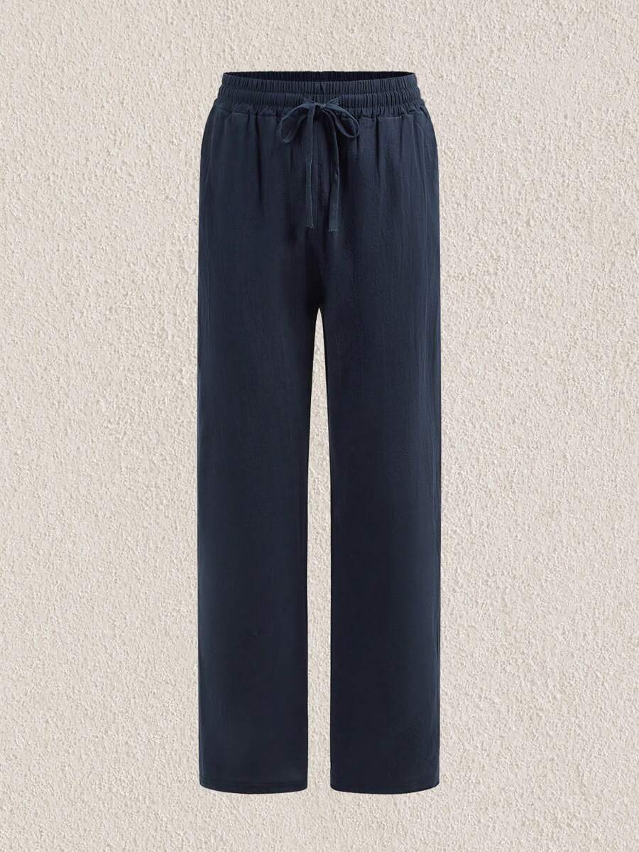 Mercer Haus Pantalones deportivos casuales sueltos y transpirables de lino fino para hombres, adecuados para la playa, primavera/verano