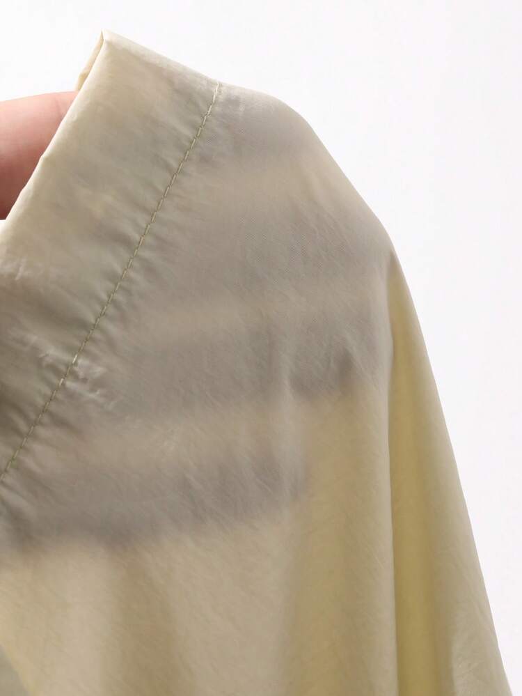 Women's Solid Color Loose Turndown Collar Drawstring Waist Long Sleeve Casual Vacation Spring/Summer Windbreaker