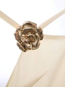 LYSMO 2026 New Arrive Minimalism Spring/Summer Women's Solid Color Metal Flower Decor Casual Party Long Dress Luxury Dresses For Women,Summer Dresses For Women - Light Yellow - View 10