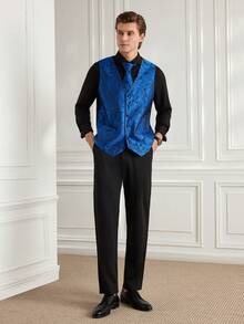 Officeau 男士无袖西装背心，夏季时尚 - 寶藍色 - 查看 5