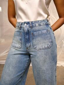 Daynim High Waist Wide Leg Jeans - Medium Wash - View 7