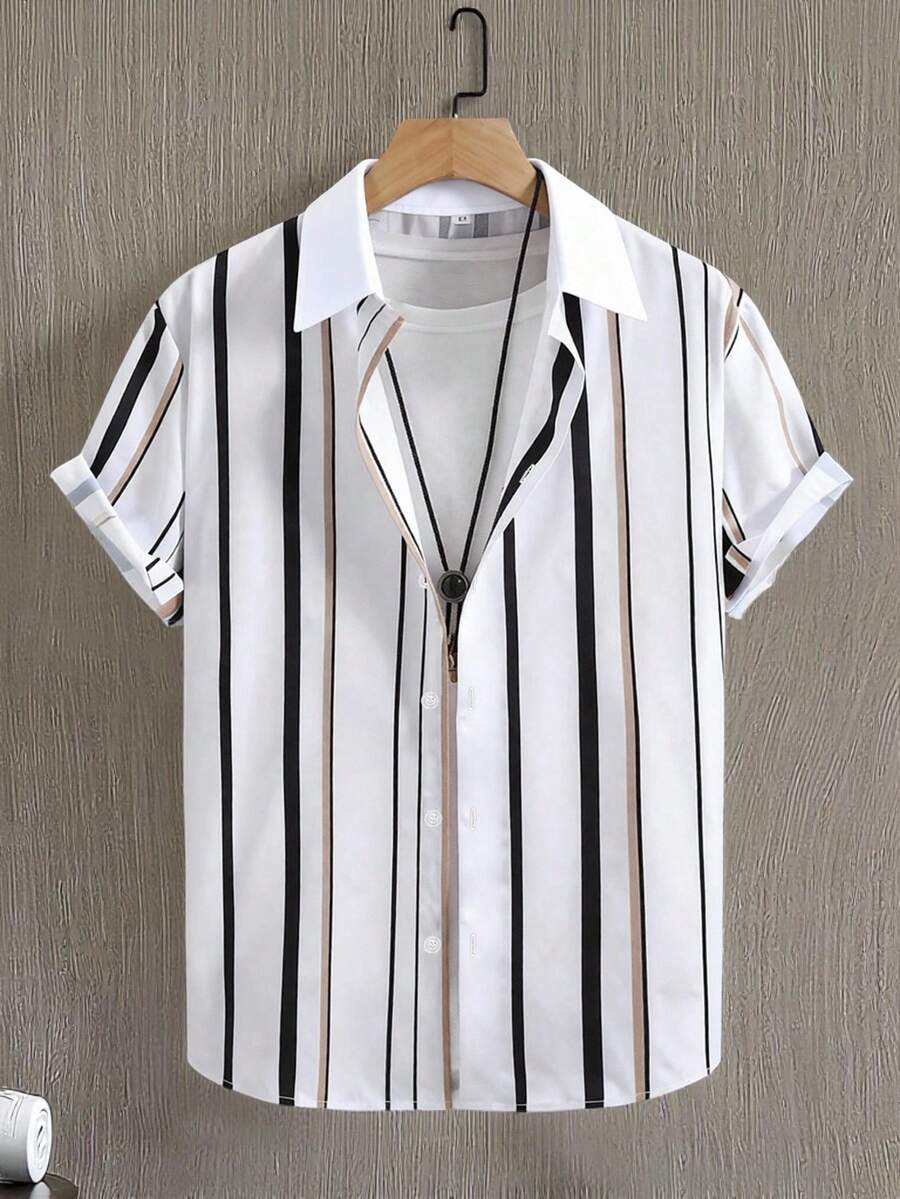 Manfinity RSRT Bộ áo polo cổ bẻ kẻ sọc và quần short dành cho nam cỡ lớn. - Nhiều màu - Xem 1