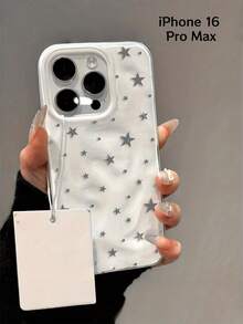 Y2K Cute Gray Small Star Wrinkle Pattern Phone Case Compatible With IPhone 17 Pro Max 17 Pro 17 Air 16 Pro Max 14 15 Pro 16 Plus 13 12 11 Shockproof Protective Soft Cover Shell - White - View 9