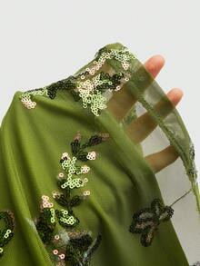 Sweetra 大码女式春夏绿色复古性感浪漫优雅度假重工多功能刺绣亮片印花闪亮舒适休闲短裙，亮片短裤，女士嘉年华短裤，嘉年华服装，节日，返校季，返校派对，演唱会服装，春夏+科切拉音乐节/搭配 - 綠色 - 查看 7