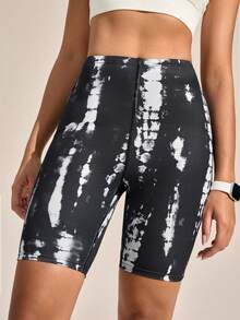 Exploreva Exploreva Women's New Elastic Printed Black Slimming Drawstring Waist Outdoor Shorts - Black - View 6