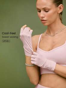 GLOWMODE Sun Set Lightweight Stretchy Cooling UPF 40+ Sun Protection Phone Compatible Reflective Logo Fingerless Gloves Swimming Manicure Running Cycling Gym Studio Workout Training Daily Casual Wear - Pink - View 1