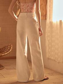 MOTF STUDIO WOMEN'S DENIM STRAIGHT LEG WOVEN WAIST JEANS - White - View 6