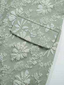 Ellevyn Women's Round Neck Jacquard Elegant Waist Fitted Mini Dress, Suitable For Dates And Parties - Mint Green - View 4