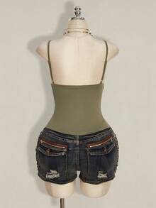 SHEIN ICON 大码女式绿色吊带背心 - 綠色 - 查看 2