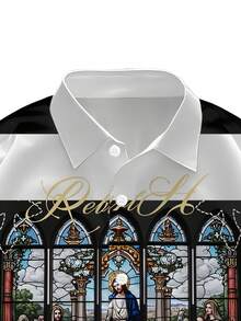 Manfinity EMRG 男士街头时尚印花短袖衬衫 - 彩色 - 查看 5