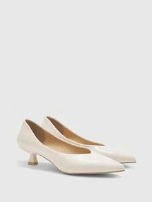 CUCCOO BIZCHIC Women's Pointed Toe Low Heel Classic Simple Basic Commute Work Party Pumps - Beige - View 4