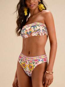 Travachic Bộ bikini quây in hoa dành cho nữ, trang phục mùa hè cho nữ, đồ bơi nữ, áo tắm nữ. - Nhiều màu - Xem 5