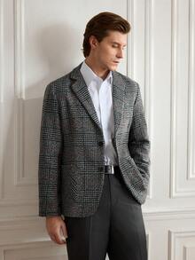 Officeau 男士格子西装，婚礼礼服，休闲西装外套 - 深灰色 - 查看 7