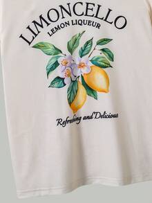 Girls' Casual Cute Plaid Cherry Print T-Shirt And Pants Set - Yellow - View 3