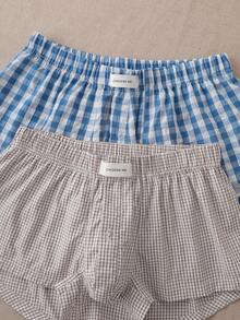 男士格子印花舒适休闲哈伦裤两件装 - 彩色 - 查看 4