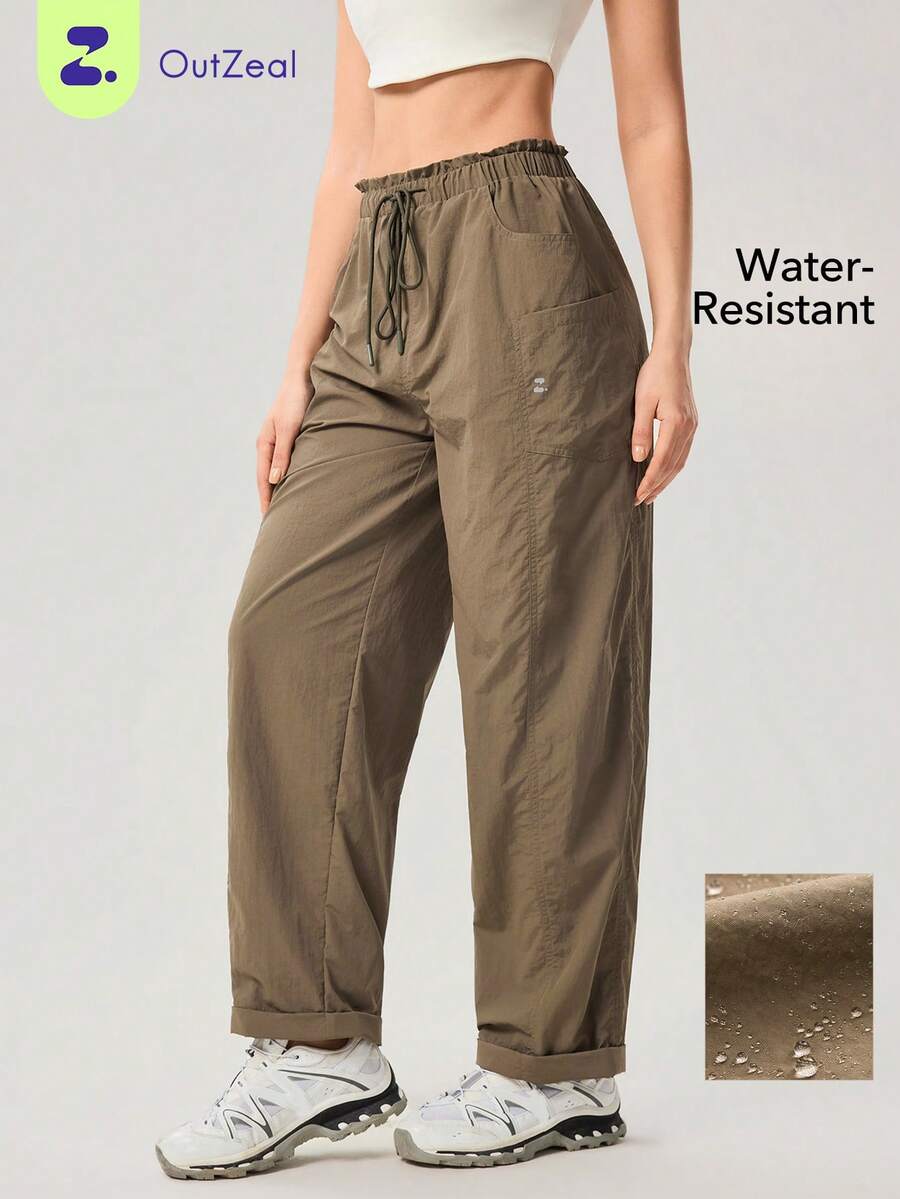 OutZeal Quần nữ ngoài trời, kiểu dáng thường ngày, chống thấm nước, nhẹ, có bèo nhún ở eo. - xanh quân đội - Xem 1