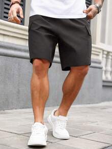 Manfinity Homme Plus Size Men's Solid Color Casual Cargo Shorts - Coffee Brown - View 6