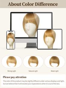 Clip In Bangs 100% Human Hair Bangs 18# Caramel Blonde Clip In Bangs Fringe With Temples Real Human Hair Fake Bangs Extensions Natural Lookin For Women G Daily Wear - S18 - View 9