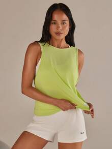 Athîral Women's Casual Green Knotted Backless Top - Yellow - View 3