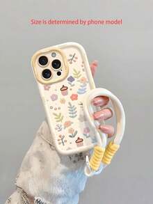 1 Piece Colorful Star & Letter Pattern Protective Silicone Phone Case With Wrist Strap For Youth,Phone Case Compatible With IPhone17/17 AIR/17 PROMAX/17 PRO/16/7/8/11/12/13/14/15/X/XR/Xs/Plus/Pro/Pro Max/SE2/16E - antique white - View 2
