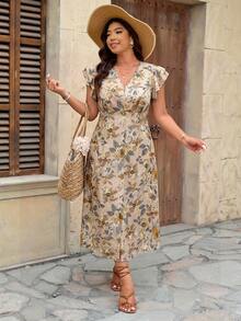 SHEIN Frenchy Đầm đi nghỉ mát cỡ lớn in hoa - Nhiều màu - Xem 6
