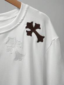 Resyla 男士十字印花圆领休闲短袖T恤 - 白色 - 查看 8