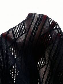 Conjunto de 2 piezas para niño preadolescente con camisa tipo polo de tela texturizada con cuello y cremallera, y pantalones cortos a juego de tela texturizada, estilo casual cómodo adecuado para salidas, fotografía callejera, fiestas, paseos por la ciudad - Negro - Ver 9