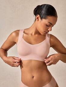 Removable Padded Comfortable Adhesive Seamless Bra, Lift & Enhance - Pink - View 4