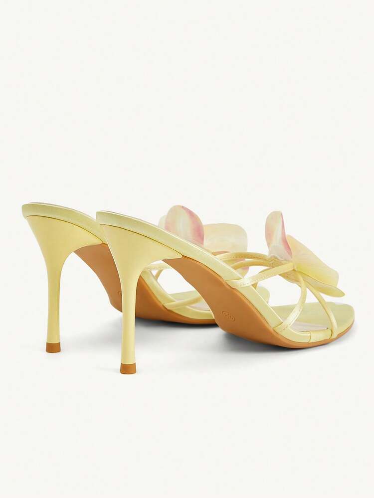 CUCCOO CHICEST Summer New Yellow Flower Thin Heel Pointed Fashion Women's High Heel Sandals Summer Shoes