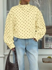 Muchica Plus Size Women Casual Polka Dot Lightweight Jacket, Versatile For Spring/Summer Commute And Dating Fall - Pale Yellow - View 3