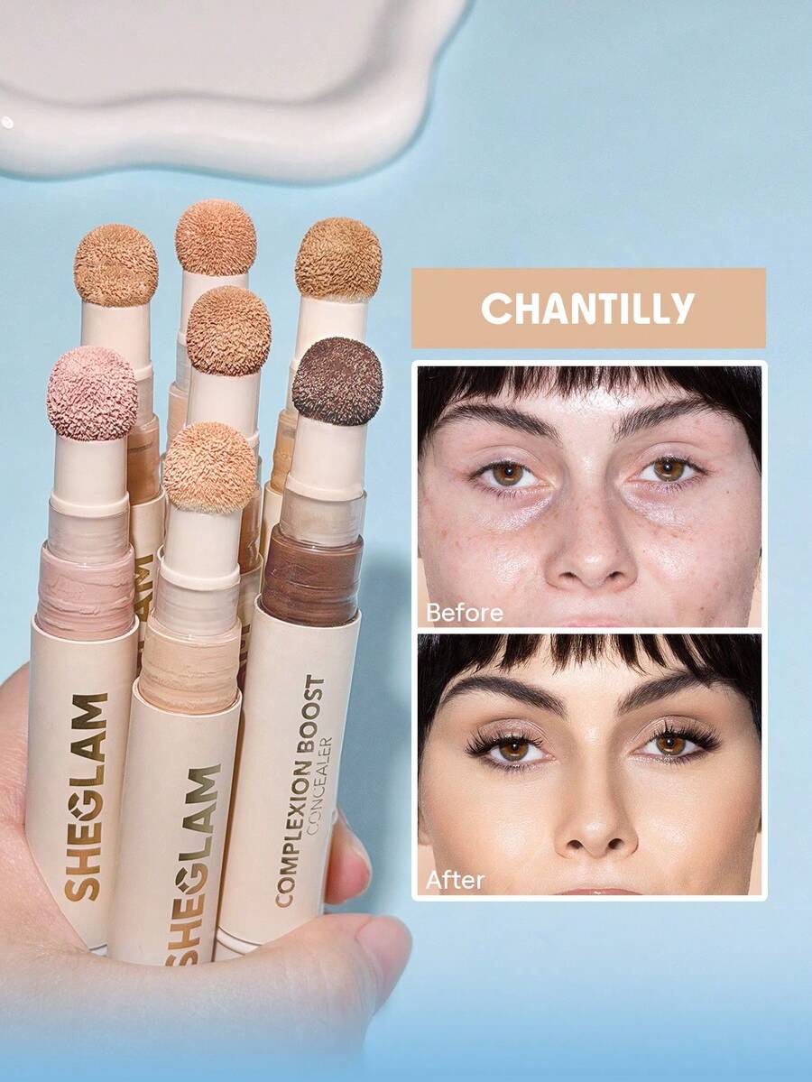 SHEGLAM 膚色提升遮瑕膏-尚蒂伊海綿頭塗抹器 霧面液體遮瑕膏 持久亮白色彩校正劑 輕盈全天持久保濕遮瑕膏 遮瑕膏 品牌 美容 化妝 化妝品 適合女性與女孩 完美搭配夏季春季 Y2K 時尚 流行 生日 母親節禮物 假期 派對準備就緒 最佳顏色 - Chantilly - 查看 1