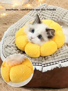Cute Sunflower Shaped Pet Cone Collar - Bite Proof Elizabethan Collar For Dogs And Cats, Soft Comfy Recovery Collar Alternative, Adjustable Anti-Lick Cat Cone For , Funny Pet Head Cone Accessory - Yellow - View 5