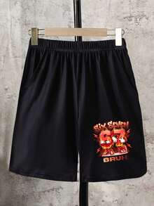 2pcs/Set Tween BoysRound Neck Short Sleeve T-Shirt And Shorts With Pockets Set - Multicolor - View 3