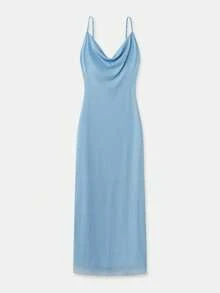 lacRébo Đầm midi lưới kẻ caro xanh dương cổ đổ, đầm dạ hội kẻ sọc, đầm xanh thanh lịch, đầm hẹn hò, đầm đi nghỉ mát, đầm xuân hè, phong cách Pháp, phong cách Paris. - Màu xanh lam - Xem 8