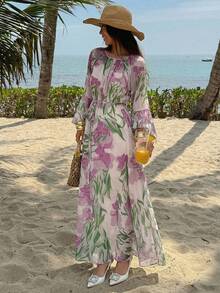 DAZY 女士夏季波西米亚风印花宽松长连衣裙 - 彩色 - 查看 1