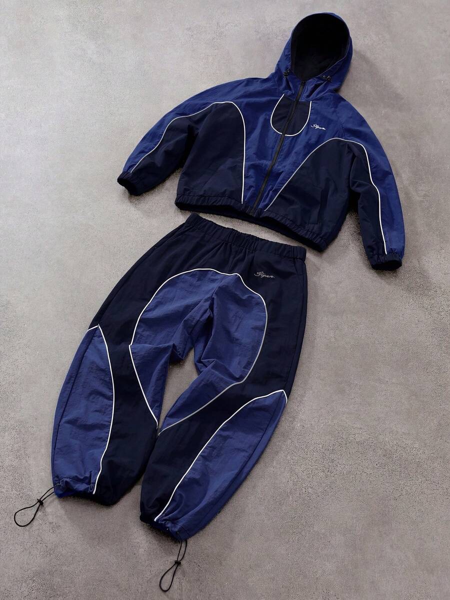 STYNVO Men's Two-Tone Hooded Zip-Up Jacket And Pants Casual Tracksuit Set - Multicolor - View 1